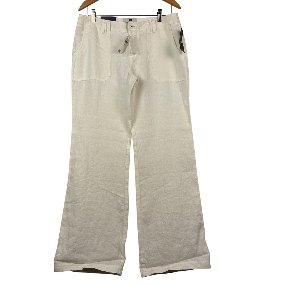 NWT Banana Republic Women Ryan Wide Leg Linen Pants 10‎ Breathable Coastal Beach